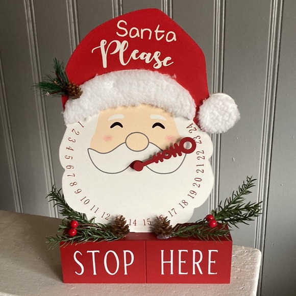 NWT- Wooden Santa Please Stop Here 🎅🏻 Days To Christmas Countdown Decoration - Picture 4 of 16